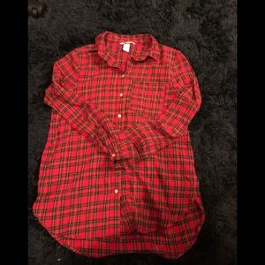 H&M long sleeve button up plaid women’s size 4 shirt